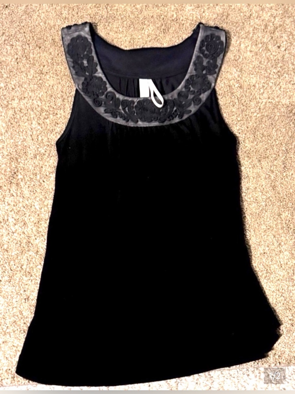 Kische Sleeveless Scoop Neck Black Tank Top Size Small